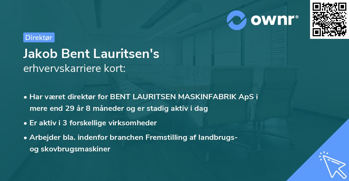 Jakob Bent Lauritsen's erhvervskarriere kort