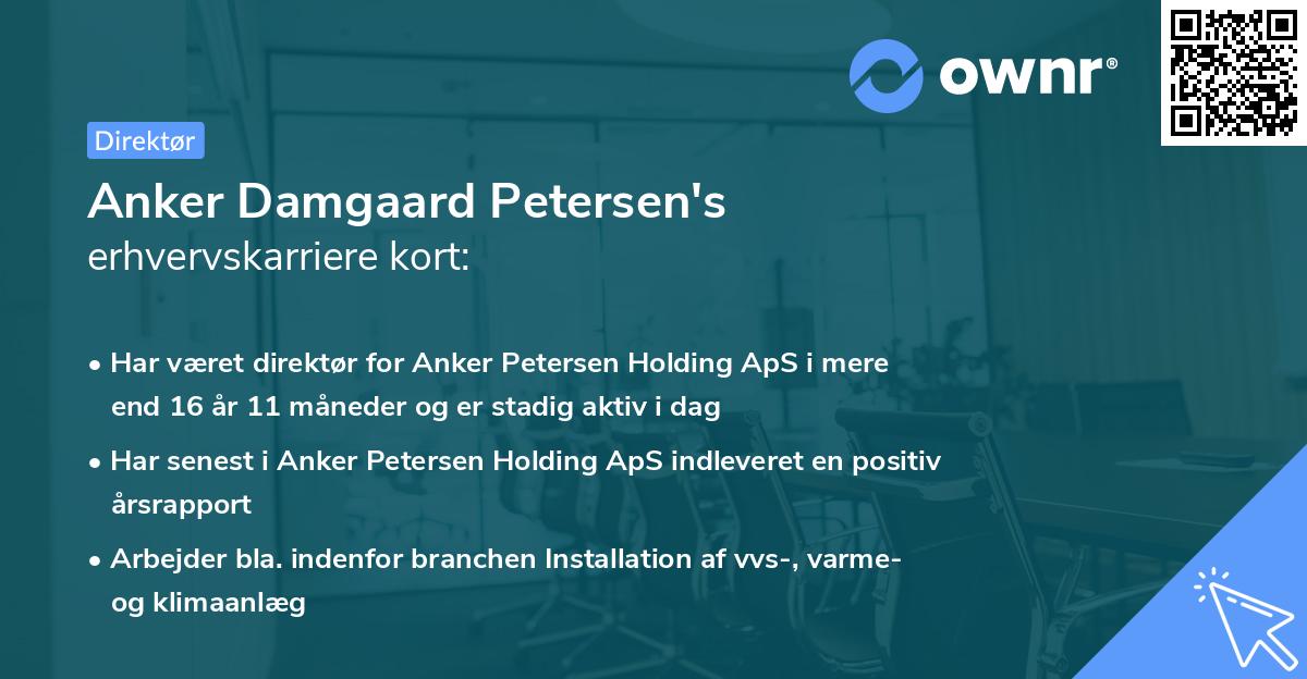 Anker Damgaard Petersen's erhvervskarriere kort