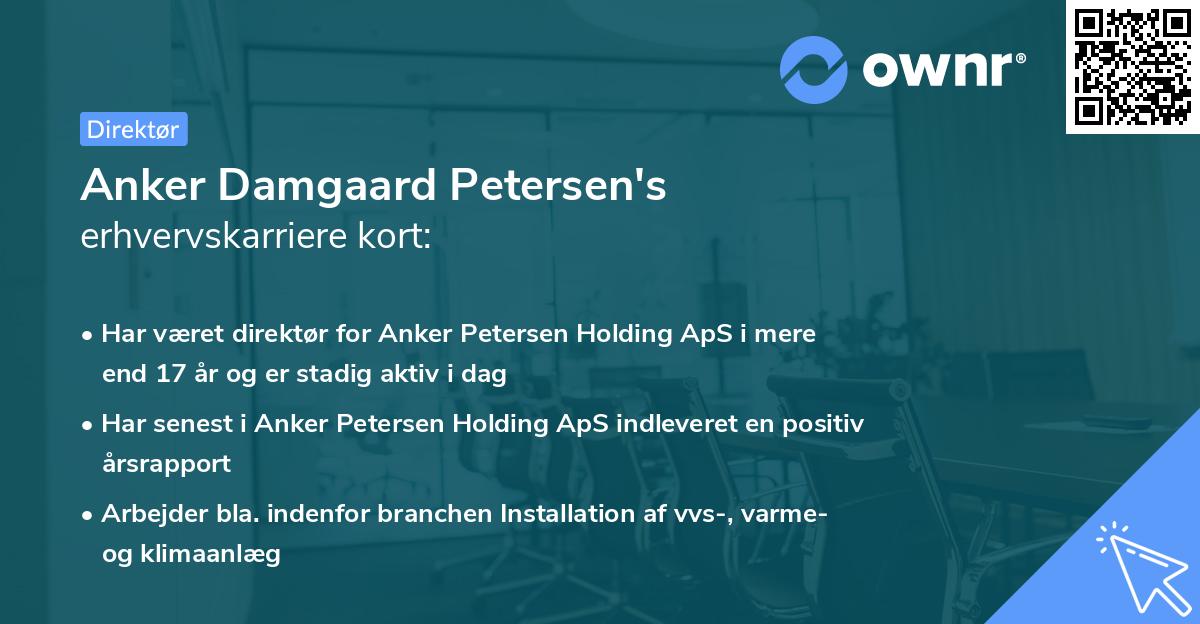 Anker Damgaard Petersen's erhvervskarriere kort