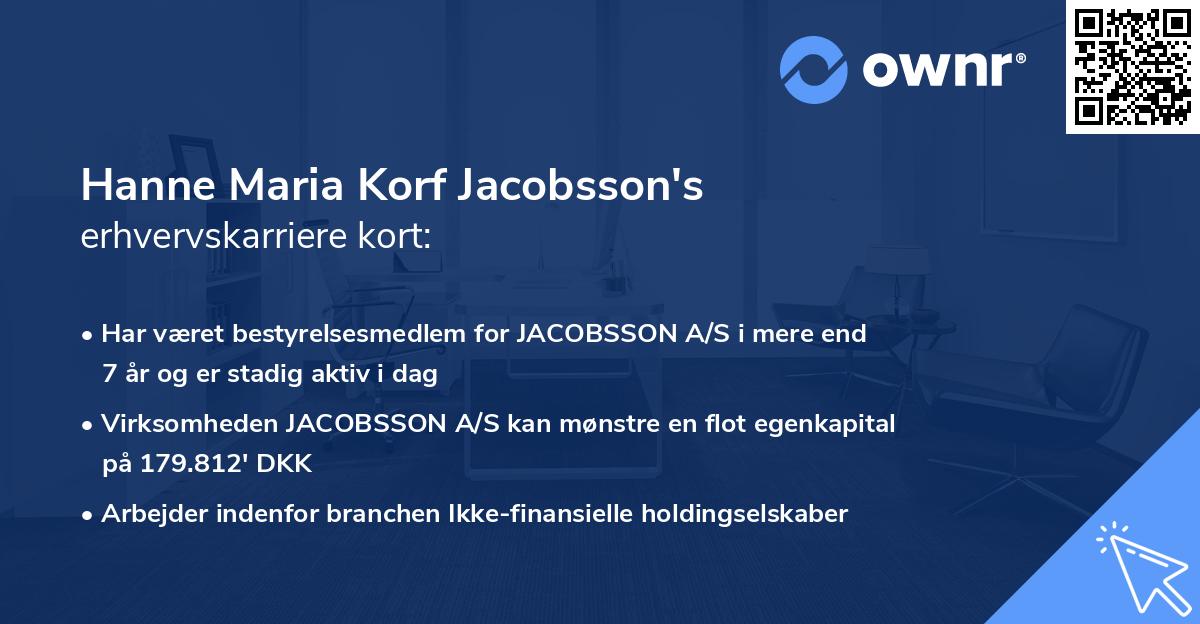 Hanne Maria Korf Jacobsson's erhvervskarriere kort