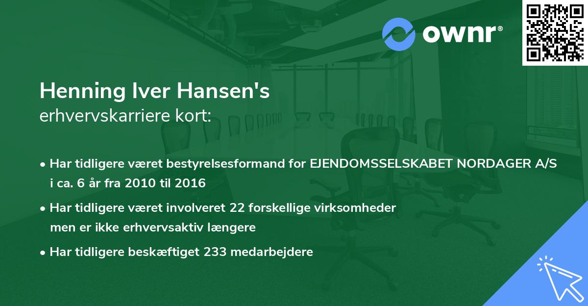 Henning Iver Hansen's erhvervskarriere kort