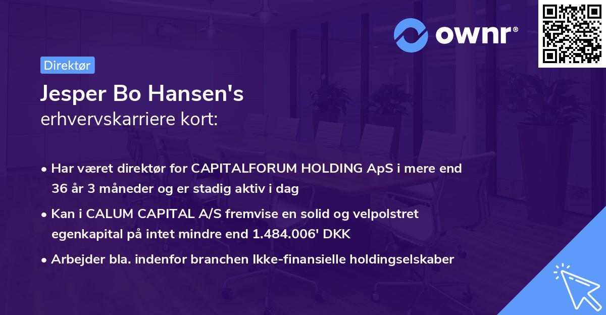 Jesper Bo Hansen's erhvervskarriere kort