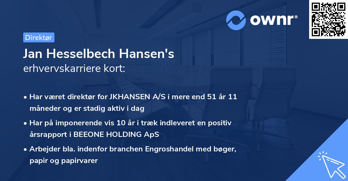 Jan Hesselbech Hansen's erhvervskarriere kort