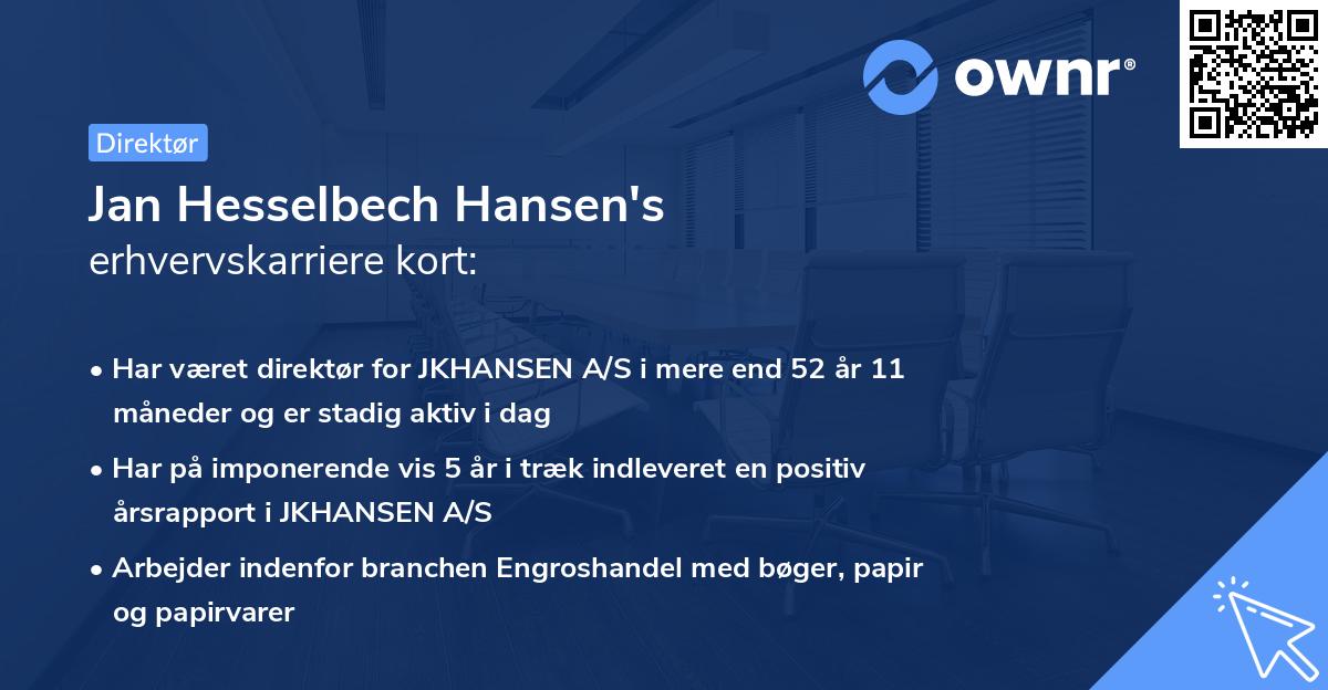 Jan Hesselbech Hansen's erhvervskarriere kort