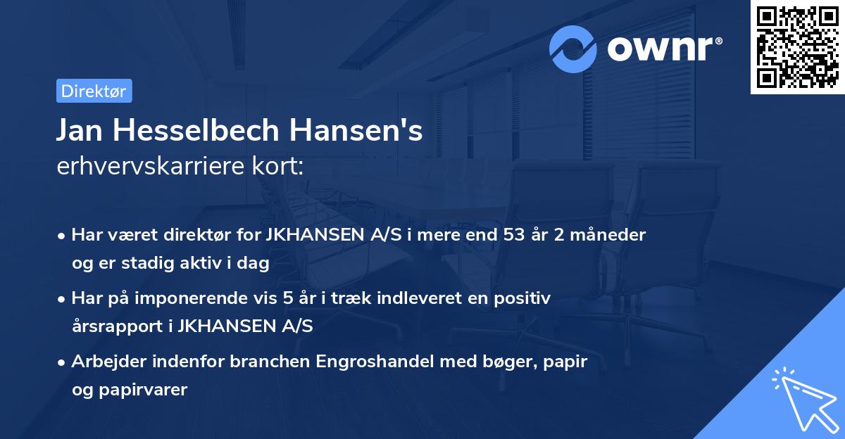 Jan Hesselbech Hansen's erhvervskarriere kort