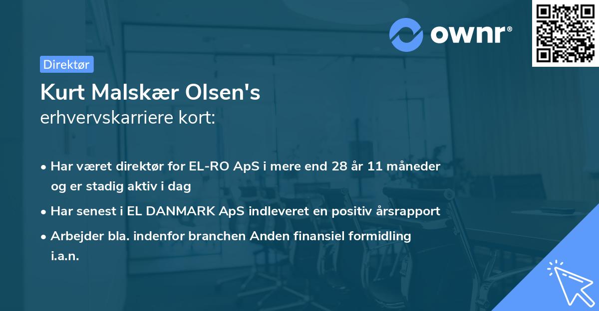 Kurt Malskær Olsen's erhvervskarriere kort
