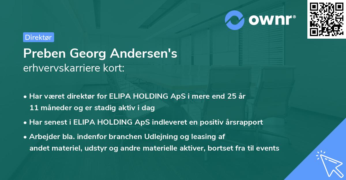 Preben Georg Andersen's erhvervskarriere kort