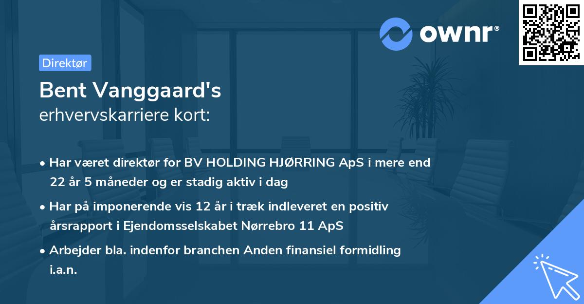 Bent Vanggaard's erhvervskarriere kort