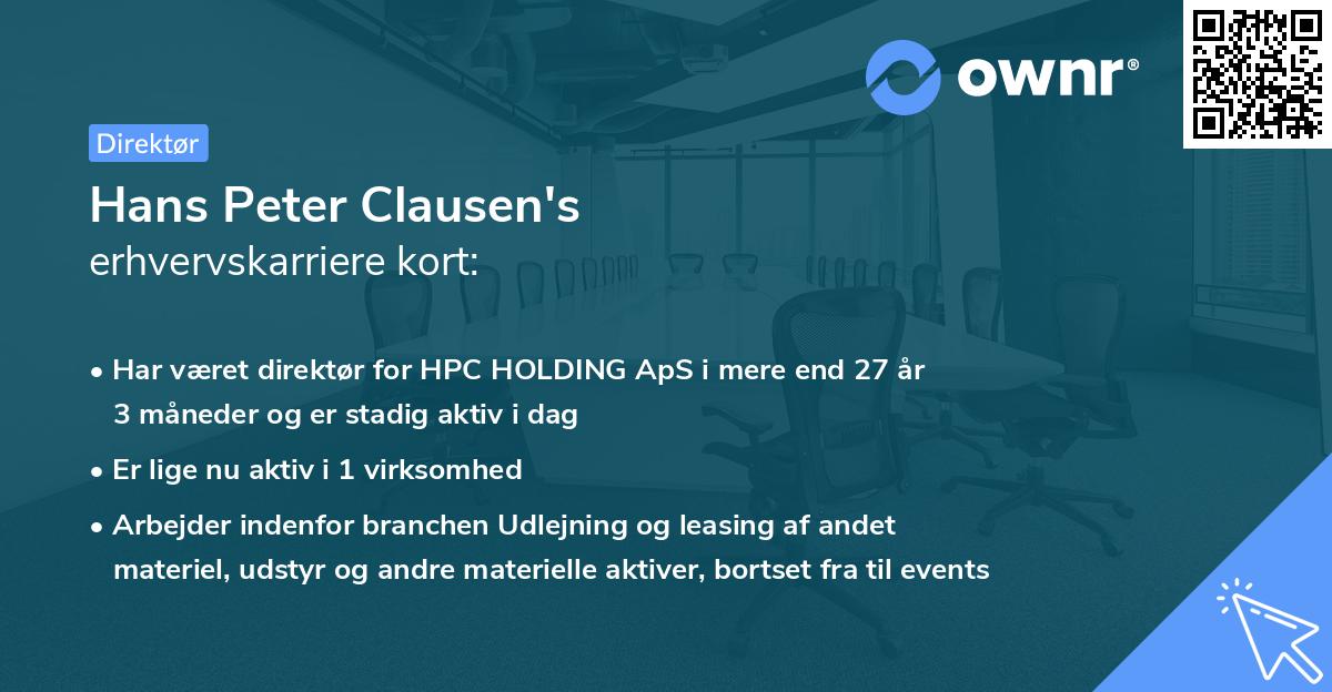 Hans Peter Clausen's erhvervskarriere kort