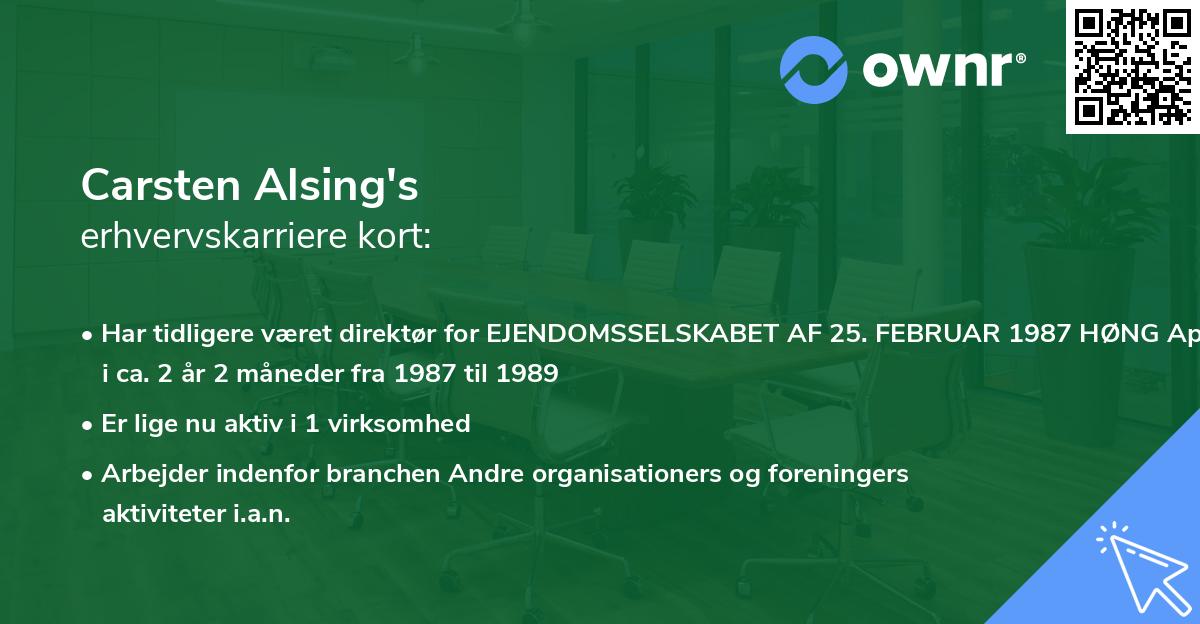 Carsten Alsing's erhvervskarriere kort