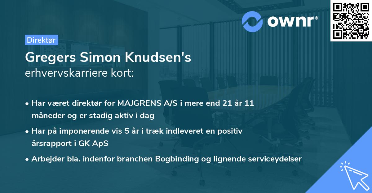 Gregers Simon Knudsen's erhvervskarriere kort