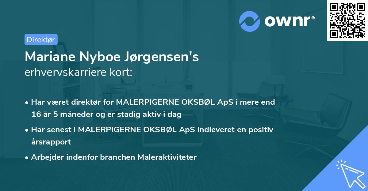 Mariane Nyboe Jørgensen's erhvervskarriere kort
