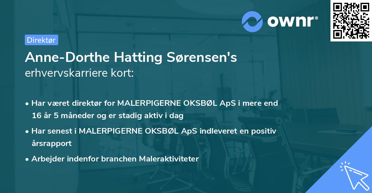 Anne-Dorthe Hatting Sørensen's erhvervskarriere kort