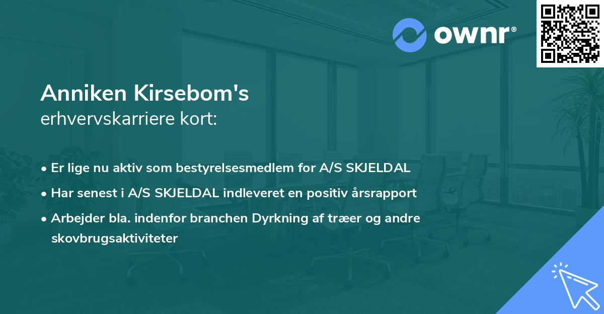 Anniken Kirsebom's erhvervskarriere kort