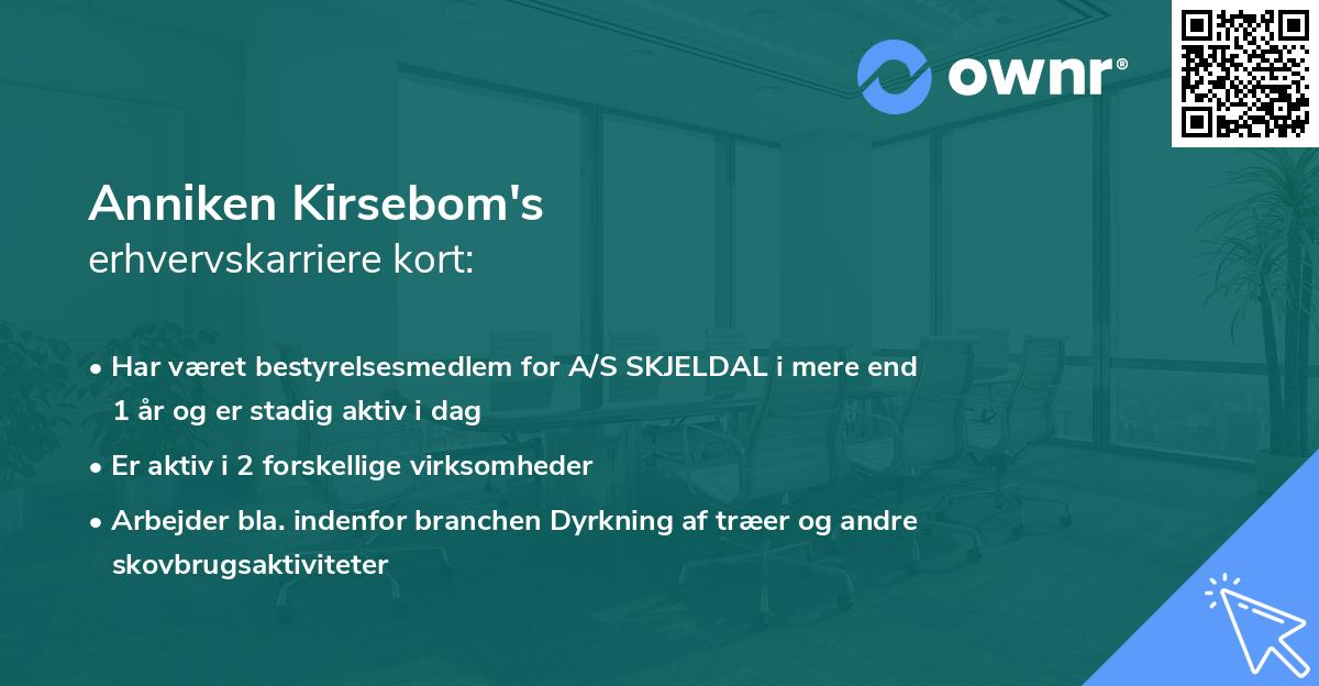 Anniken Kirsebom's erhvervskarriere kort