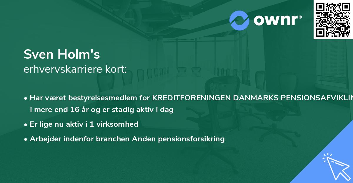 Sven Holm's erhvervskarriere kort