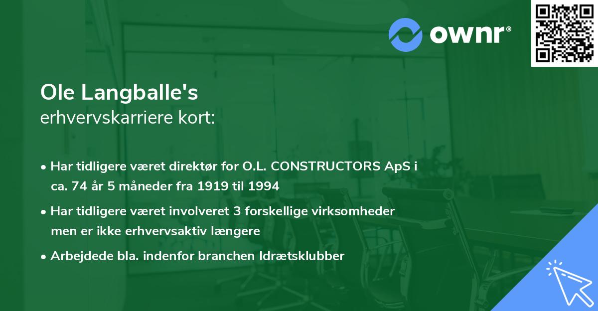 Ole Langballe's erhvervskarriere kort