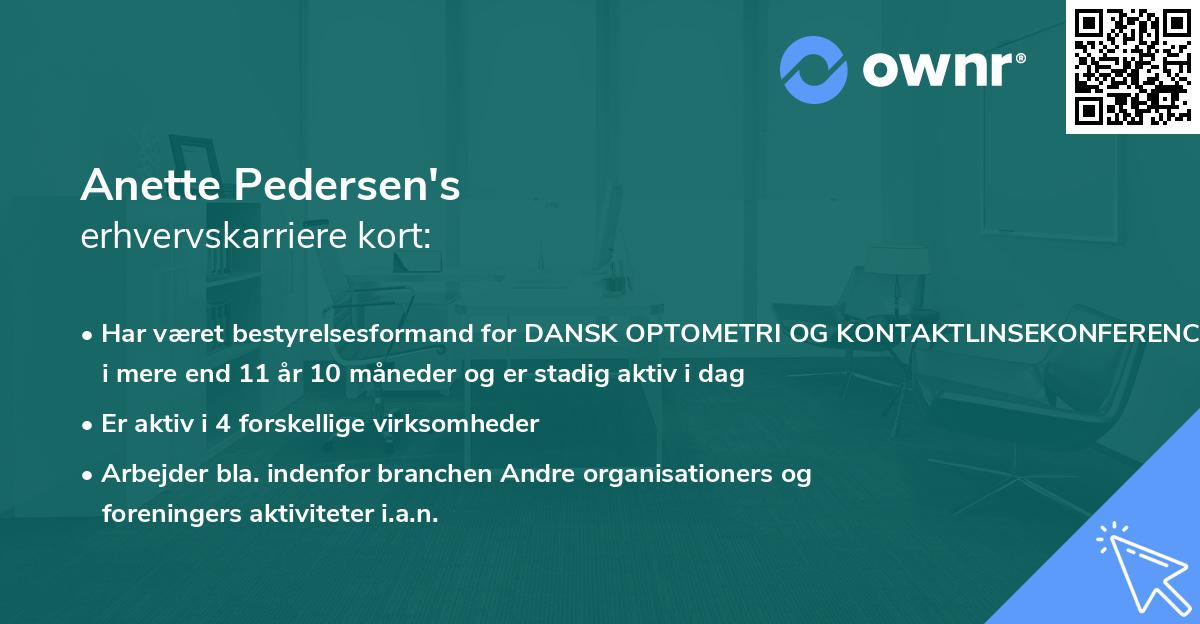Anette Pedersen's erhvervskarriere kort