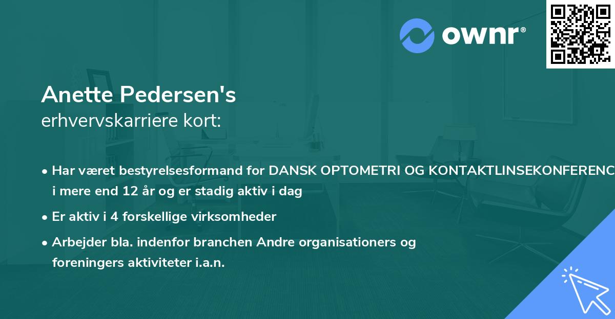 Anette Pedersen's erhvervskarriere kort