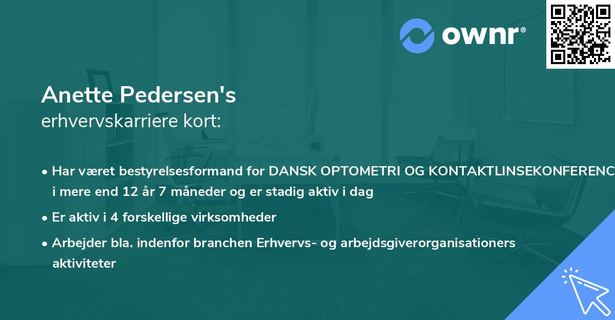 Anette Pedersen's erhvervskarriere kort