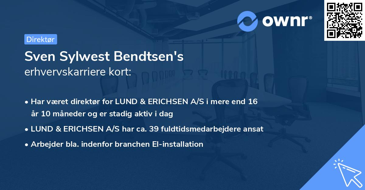 Sven Sylwest Bendtsen's erhvervskarriere kort
