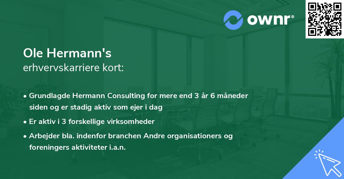 Ole Hermann's erhvervskarriere kort