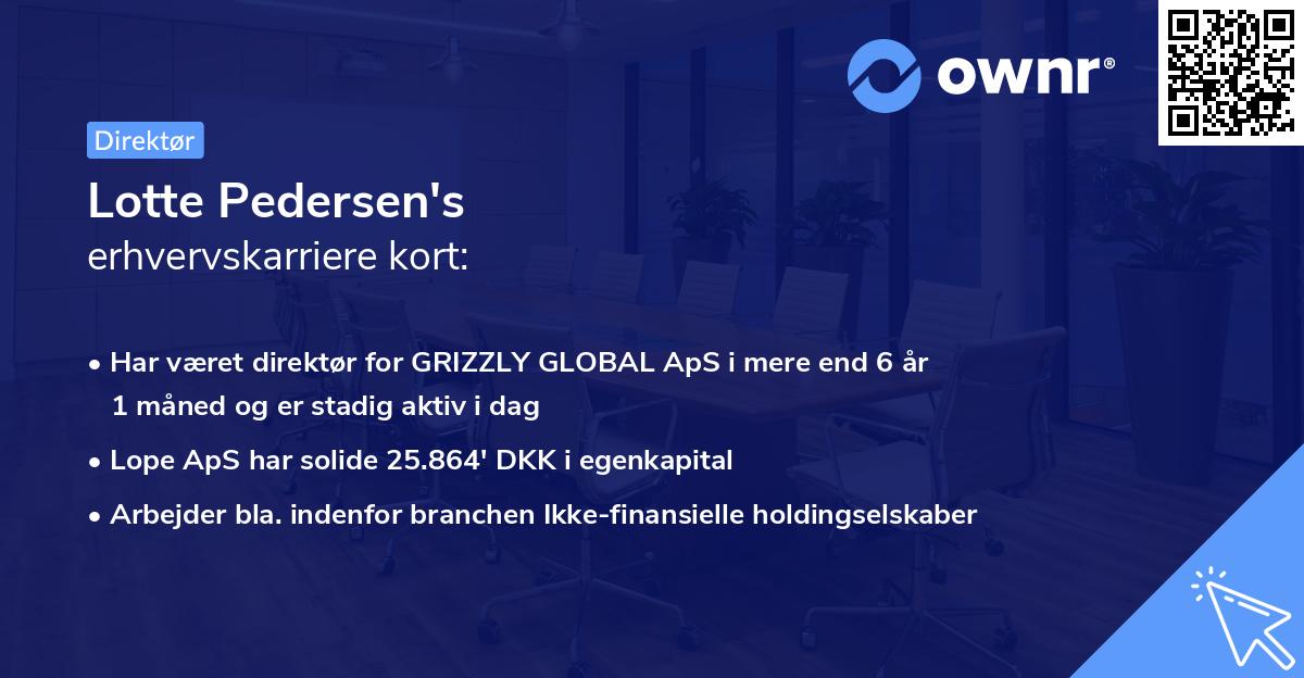 Lotte Pedersen's erhvervskarriere kort