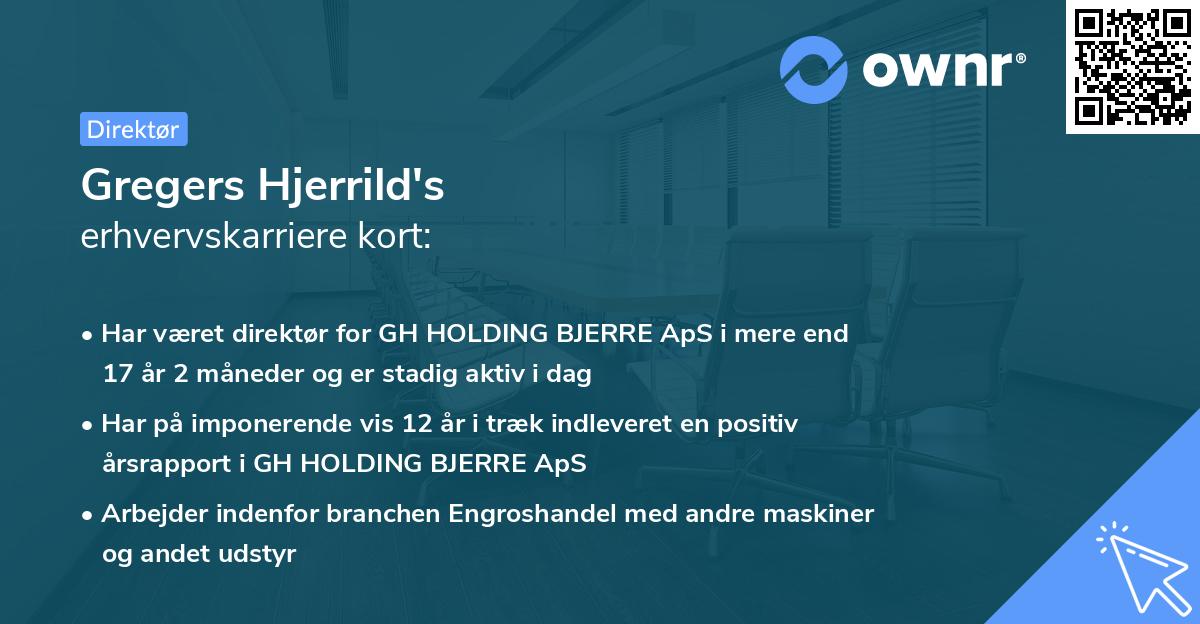 Gregers Hjerrild's erhvervskarriere kort