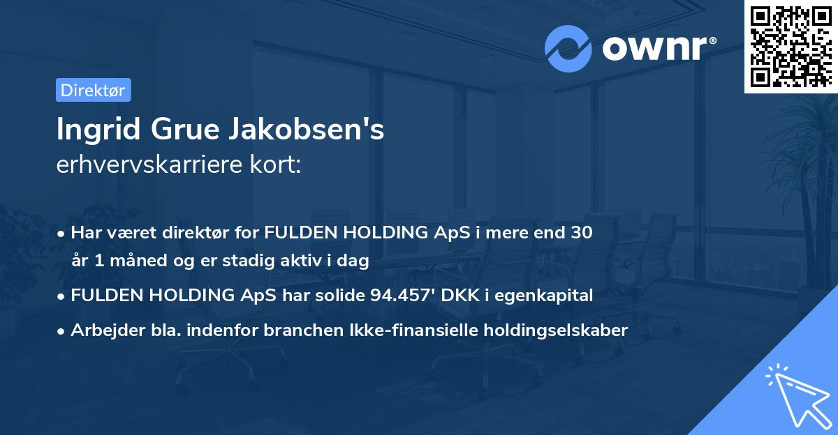 Ingrid Grue Jakobsen's erhvervskarriere kort