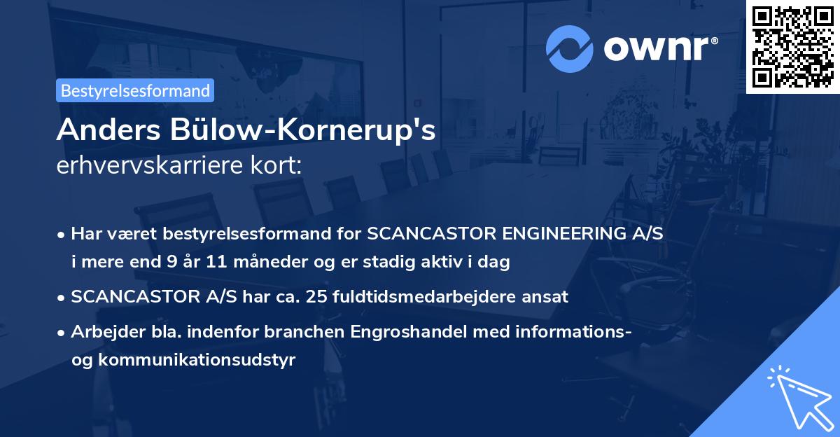 Anders Bülow-Kornerup's erhvervskarriere kort