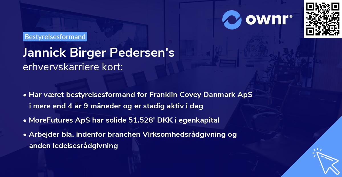 Jannick Birger Pedersen's erhvervskarriere kort