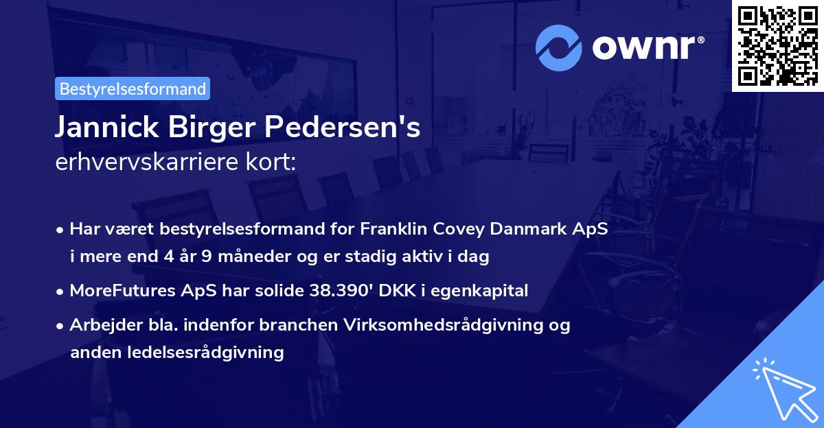 Jannick Birger Pedersen's erhvervskarriere kort