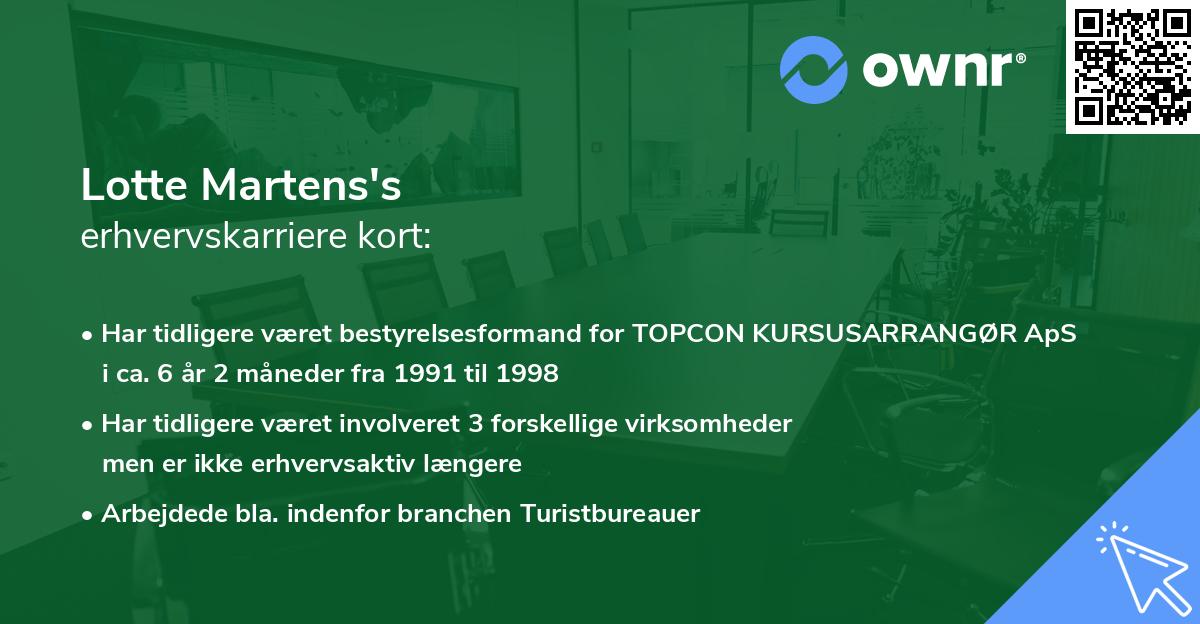 Lotte Martens's erhvervskarriere kort