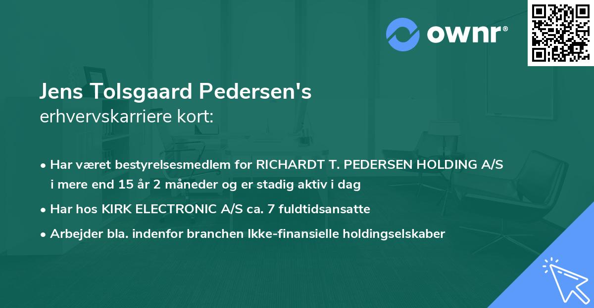 Jens Tolsgaard Pedersen's erhvervskarriere kort