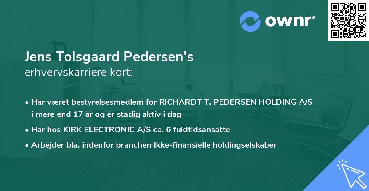 Jens Tolsgaard Pedersen's erhvervskarriere kort
