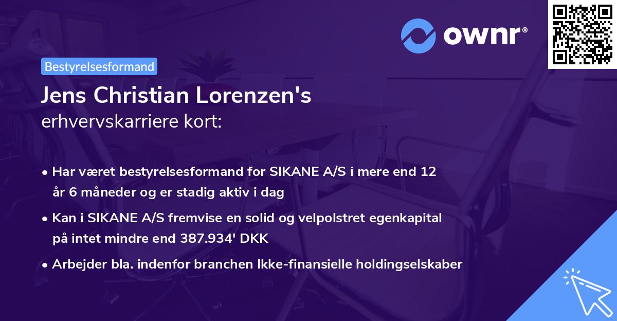 Jens Christian Lorenzen's erhvervskarriere kort