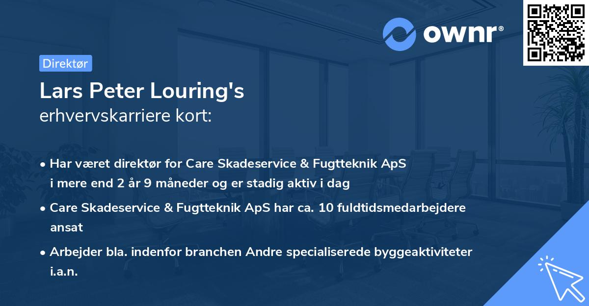 Lars Peter Louring's erhvervskarriere kort