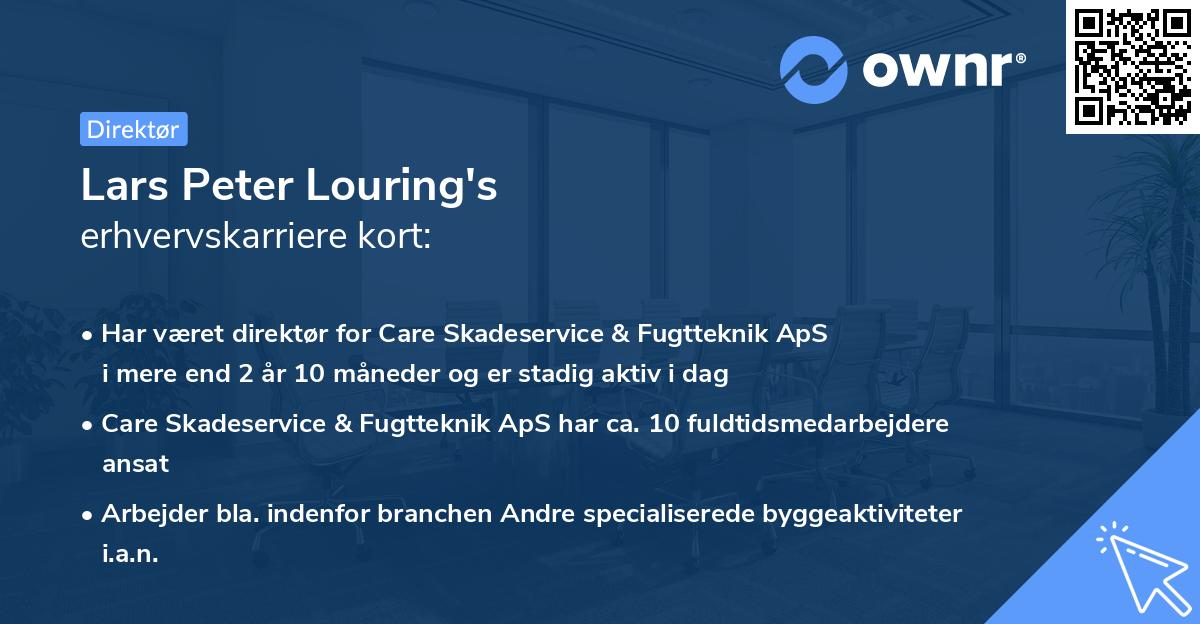 Lars Peter Louring's erhvervskarriere kort