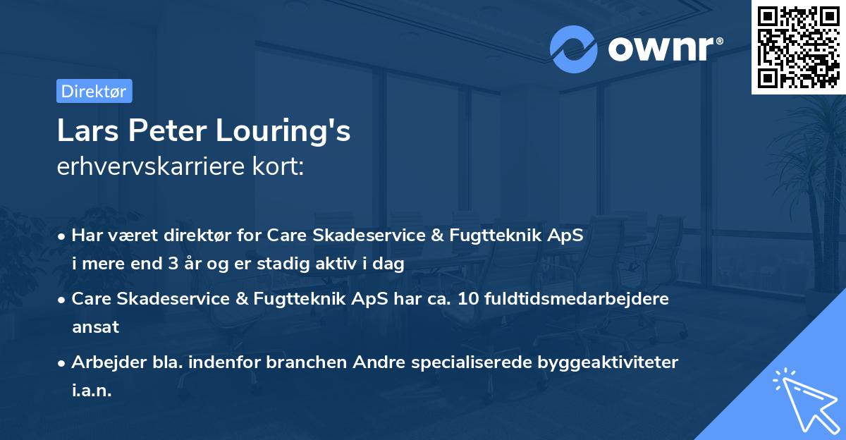 Lars Peter Louring's erhvervskarriere kort