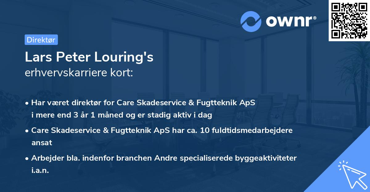 Lars Peter Louring's erhvervskarriere kort