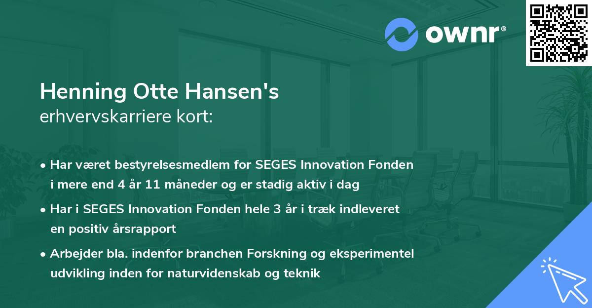 Henning Otte Hansen's erhvervskarriere kort