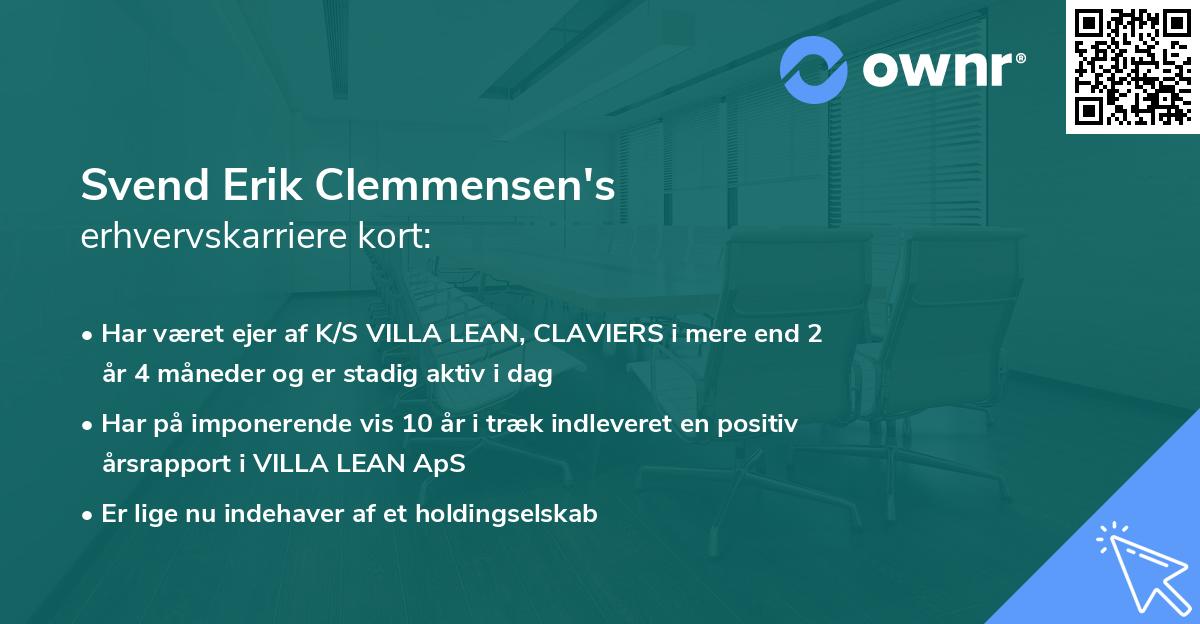 Svend Erik Clemmensen's erhvervskarriere kort