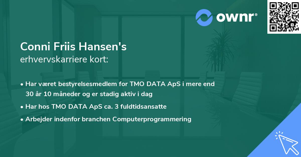 Conni Friis Hansen's erhvervskarriere kort