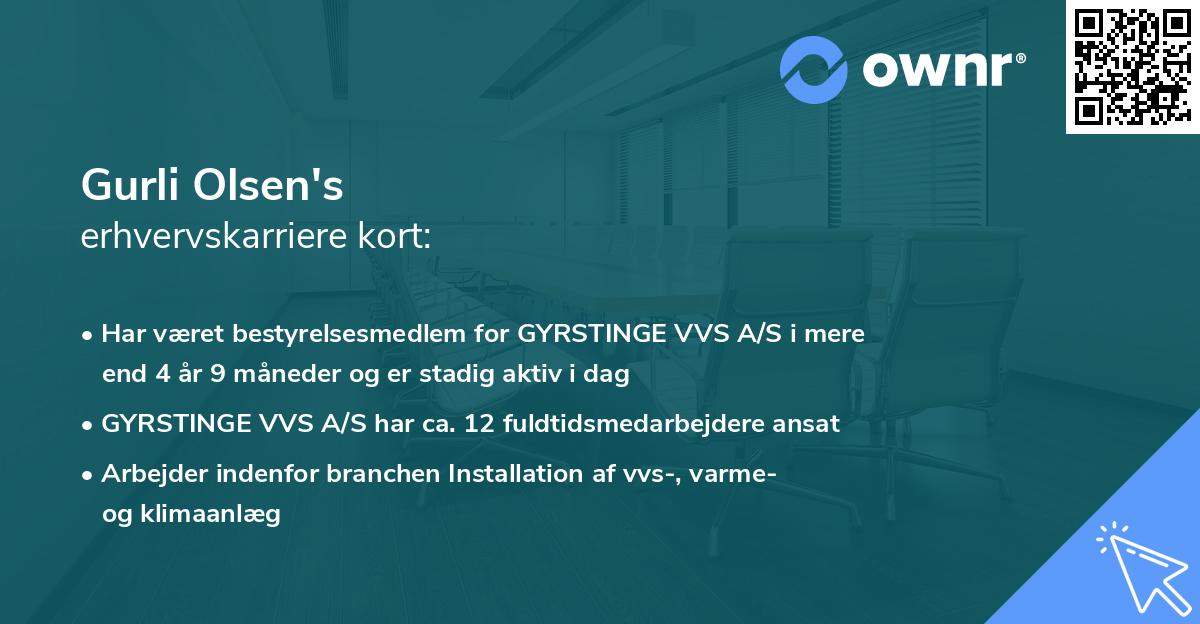 Gurli Olsen's erhvervskarriere kort