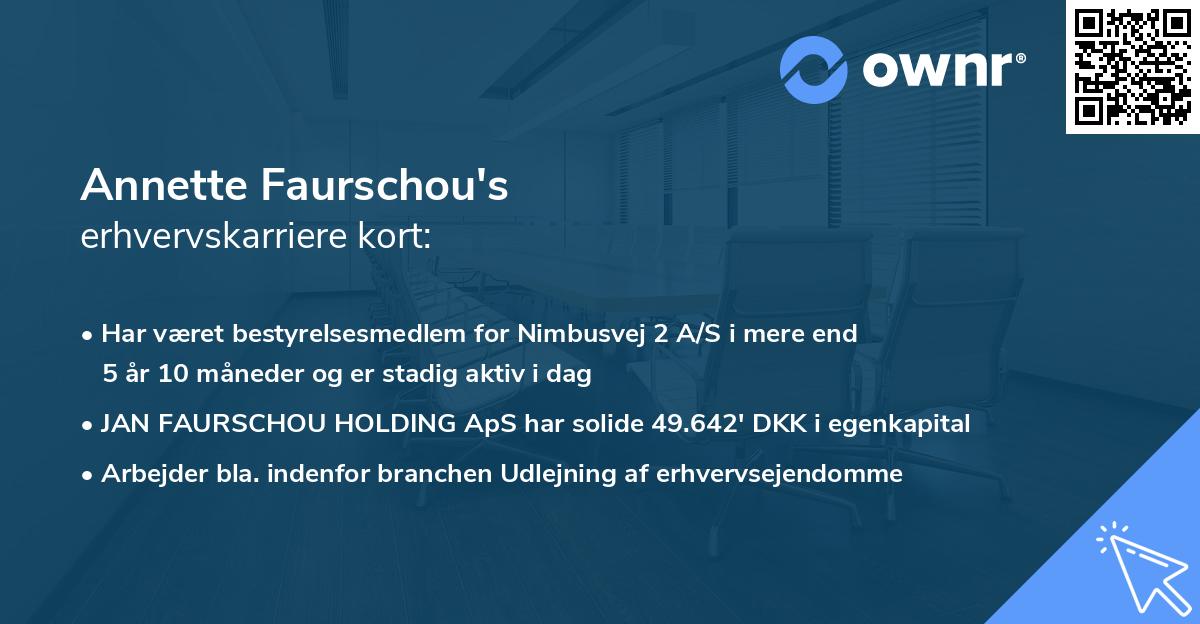 Annette Faurschou's erhvervskarriere kort