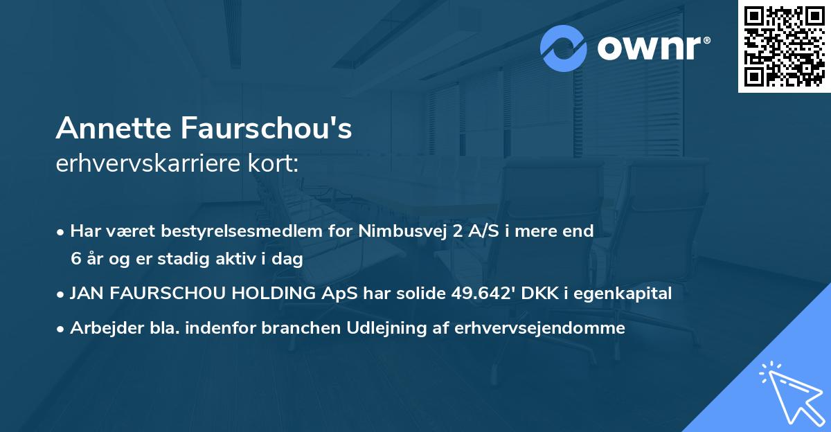 Annette Faurschou's erhvervskarriere kort