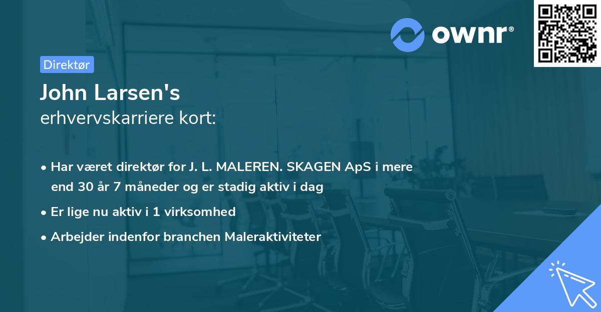John Larsen's erhvervskarriere kort
