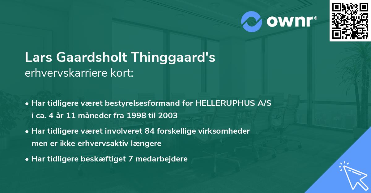 Lars Gaardsholt Thinggaard's erhvervskarriere kort