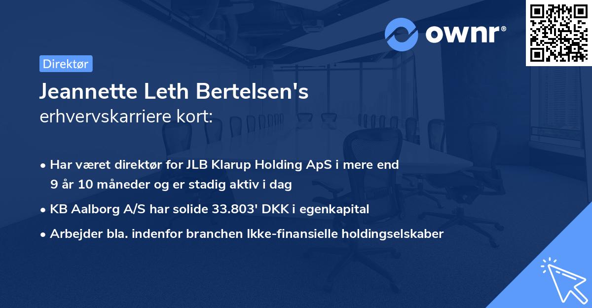 Jeannette Leth Bertelsen's erhvervskarriere kort