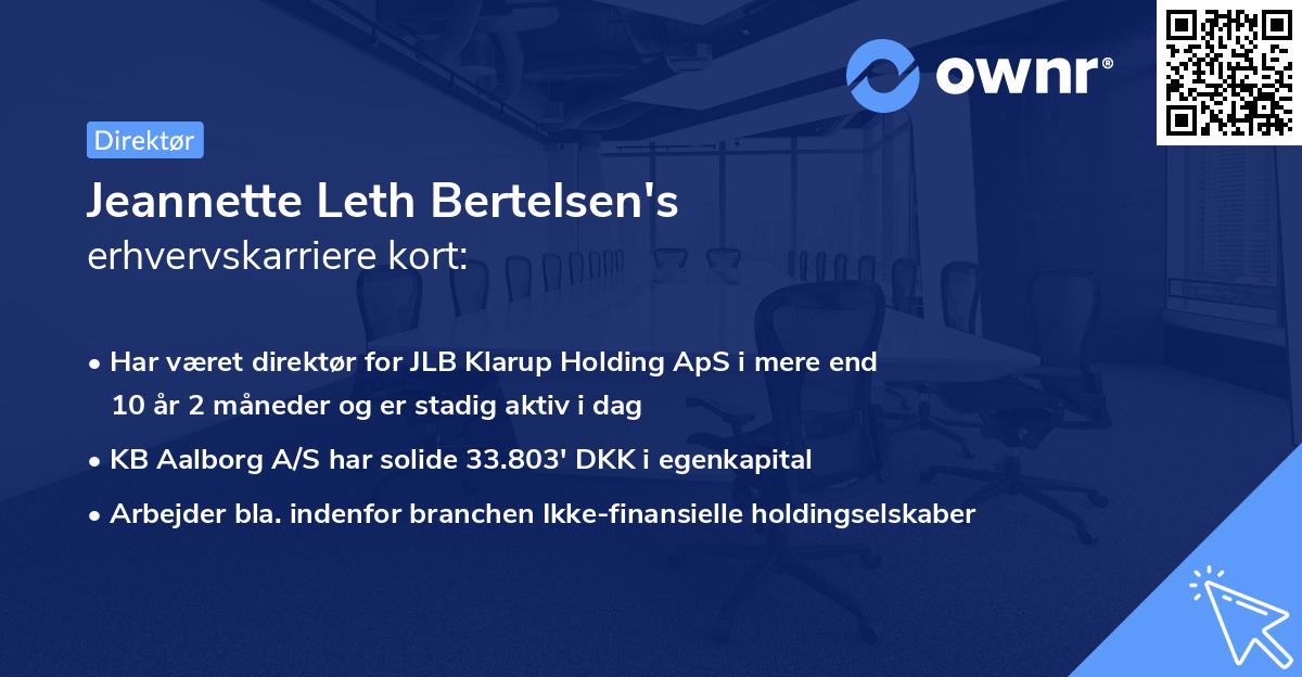 Jeannette Leth Bertelsen's erhvervskarriere kort